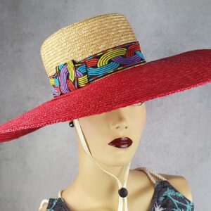 Brede zonnehoed dames - elegante handgemaakte strohoed met maat 54