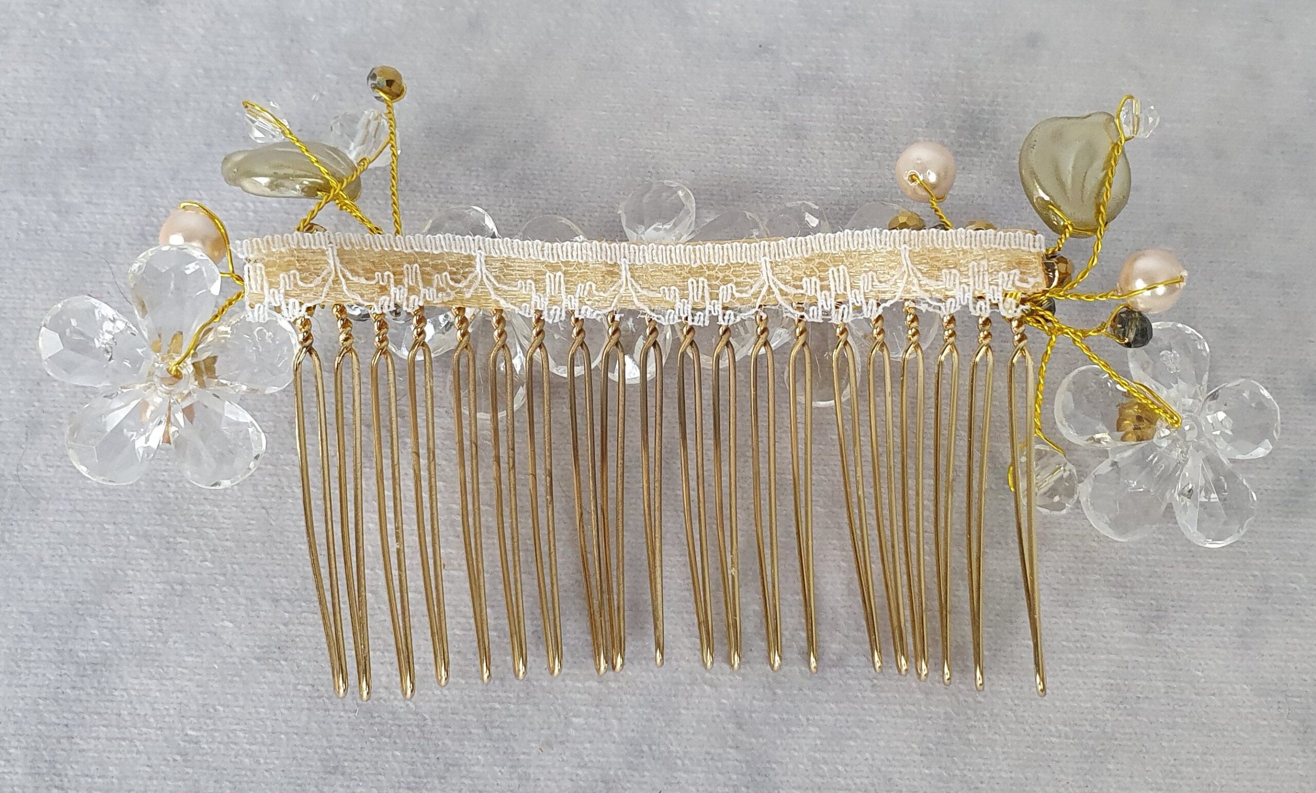 Handgemaakte bruidskam met parels en druppelstenen - elegant haaraccessoire voor bruiloften, gasten en feesten, zilverkleurige metalen Kam - Afbeelding 7
