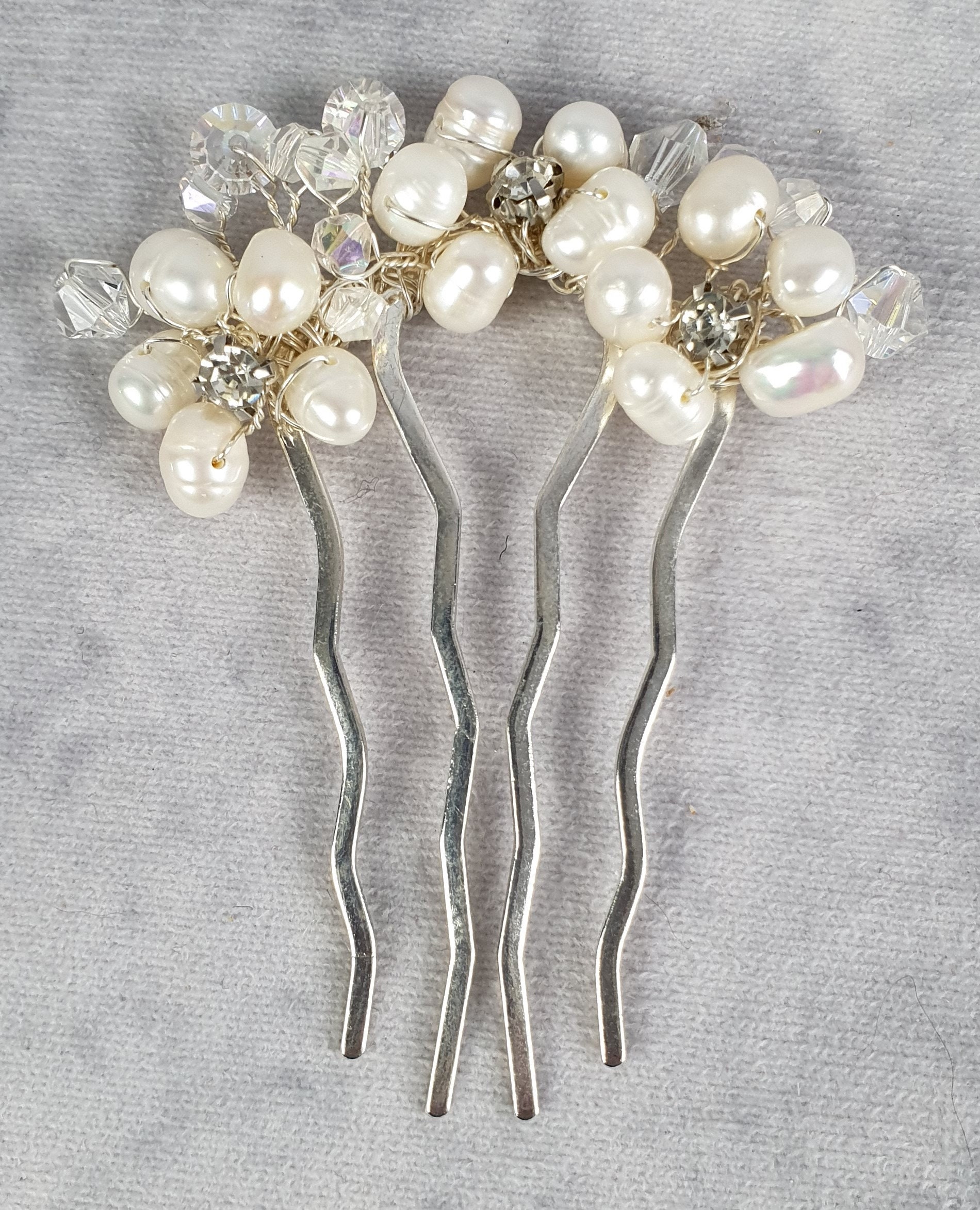Handgemaakte bruids haarkam met witte zoetwaterparels, Elegant en uniek voor speciale gelegenheden, haaraccessoires - Afbeelding 6
